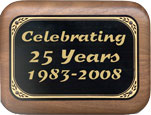 Plaque which reads 'Celebrating 25 Years, 1983-2008' for Audio Visual Consultants