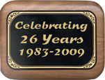 Plaque which reads 'Celebrating 25 Years, 1983-2008' for Audio Visual Consultants